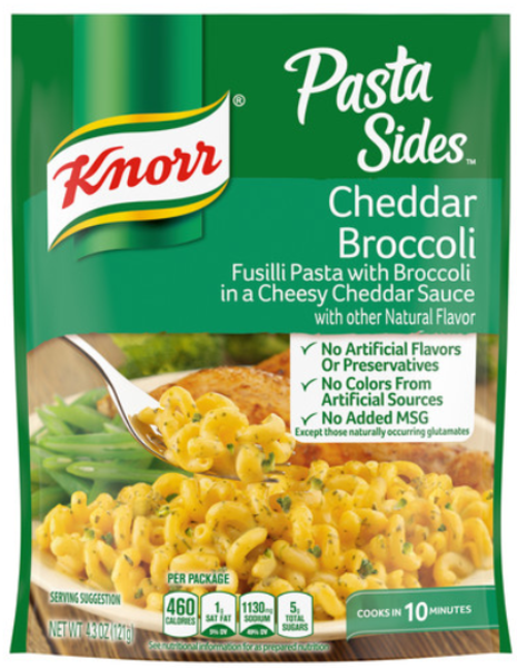 Knorr, Pasta Sides, Fusilli Pasta, Cheddar Broccoli - SmartLabel™